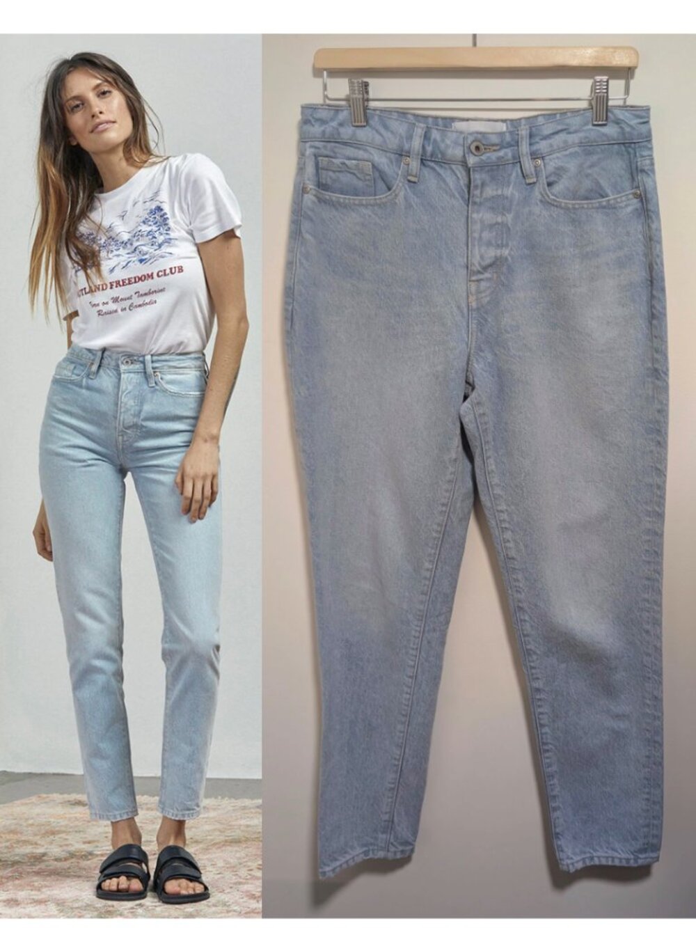 Outland Denim | Lucy High Rise Tapered Jeans In Bloom Light Wash